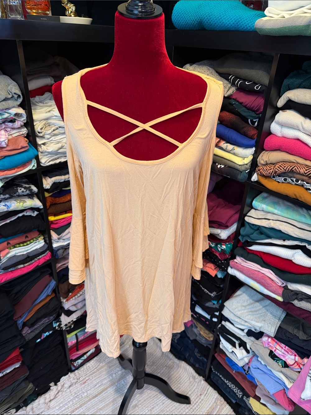 #461. Torrid peach cold shoulder top. 2x